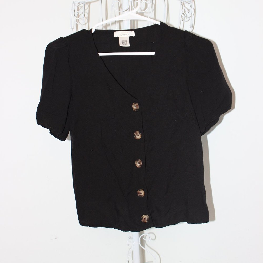 Black Tortoise Button-Down Blouse - worn once